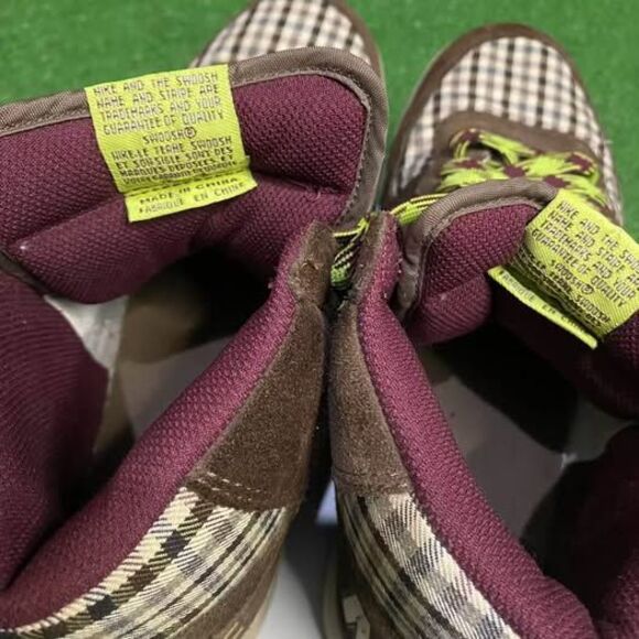 2008 Nike Terminator Plaid Hightop’s Brown & Maroon Plaid Sneakers Size 11.5 - Picture 6 of 9